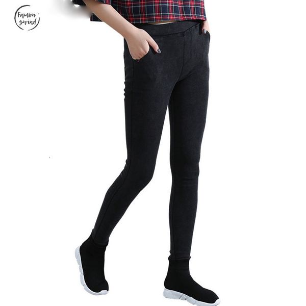 

женские косые карманные джинсы мытый колен jeggings поножи карандаш штаны elastic джинсовые леггинсы узкие женские брюки, Blue