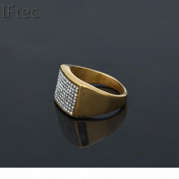 

punk rock style gold iced out ring mens fashion chunky finger bling hip hop ring size 7 9 12 retro titanium steel rings, Silver