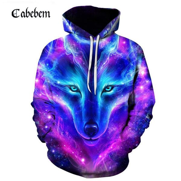 

space galaxy wolf 3d hoodies autumn fashion men hoodies new menwomen slim hooded sweatshirts casual sportswear men brand, Black