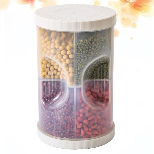 

storage bottles & jars 1pc plastic tank grain sealed can kitchen cereal compartmented container (white)