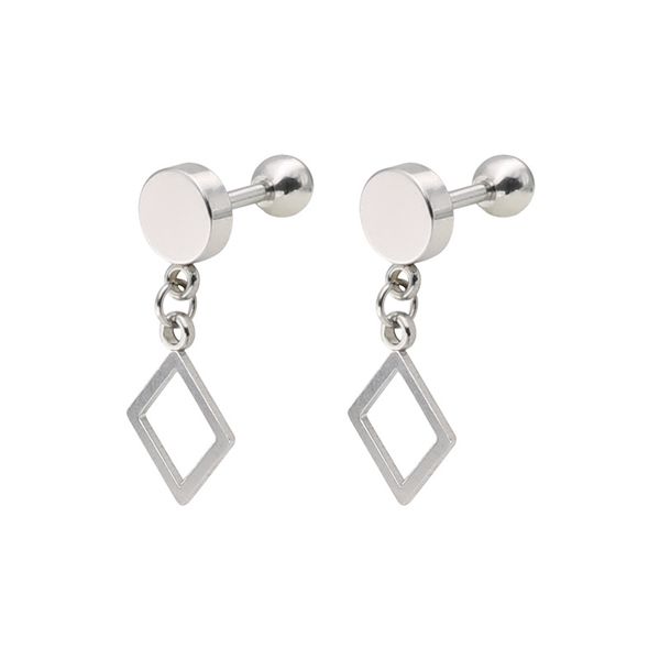 

european and american jewelry personality fashion with square diamond pendant titanium steel ear nail stainless steel anti allergy factory d