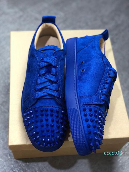 

fashion luxury designer sneakers red bottom shoe low cut suede spike mens designer for party wedding crystal leather sneakers size 13 ct03, Black