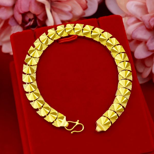 

womens mens fashion bracelet 18k yellow gold filled wrist chain solid jewelry gift, Black