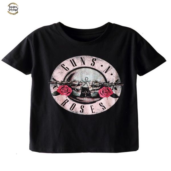 

black t shirt women gun n roses print petal sleeve t shirt vintage rock t shirt short sleeve streetwear tumblr 2xl, White