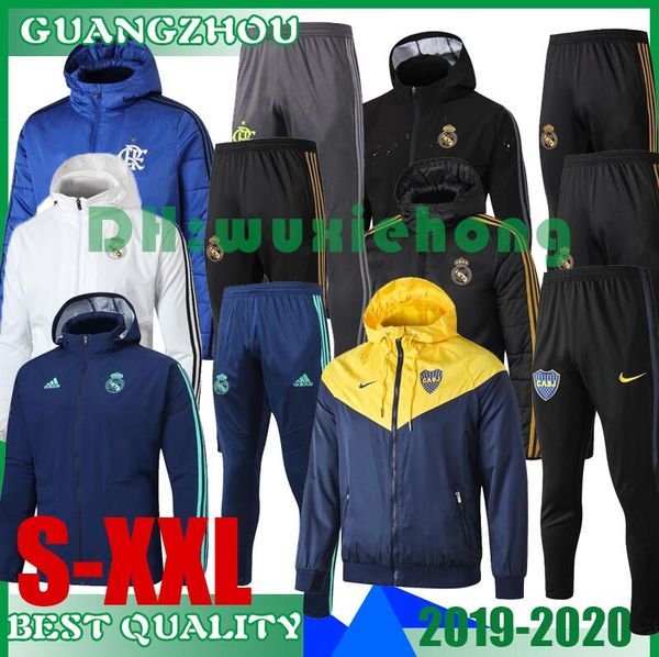

2020 2021 real madrid marseilles boca windbreaker training suit sets 20 21 hazard de rossi payet thauvin football set tracksuit size s, Black