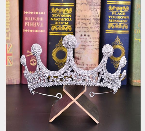 

bride crystal crown headdress baroque beautiful princess crown bride garment, Slivery;golden