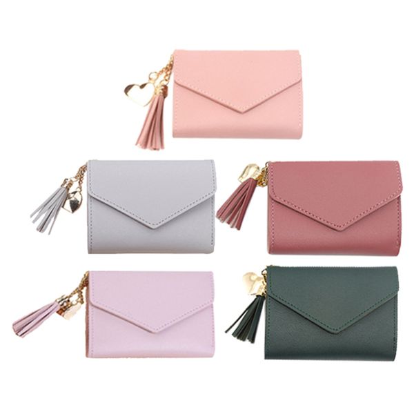 

5 pieces small leather wallet coin cash purse card holder handbag clutch, Red;black
