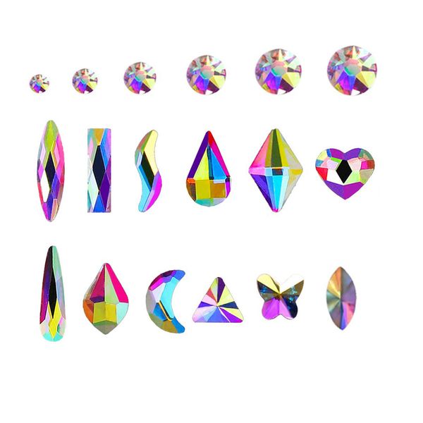 

ab crystal rhinestones set 1396 plus 120 pieces, round and multishape ab glass rhinestones, flatback crystal for nails clothe, Silver;gold