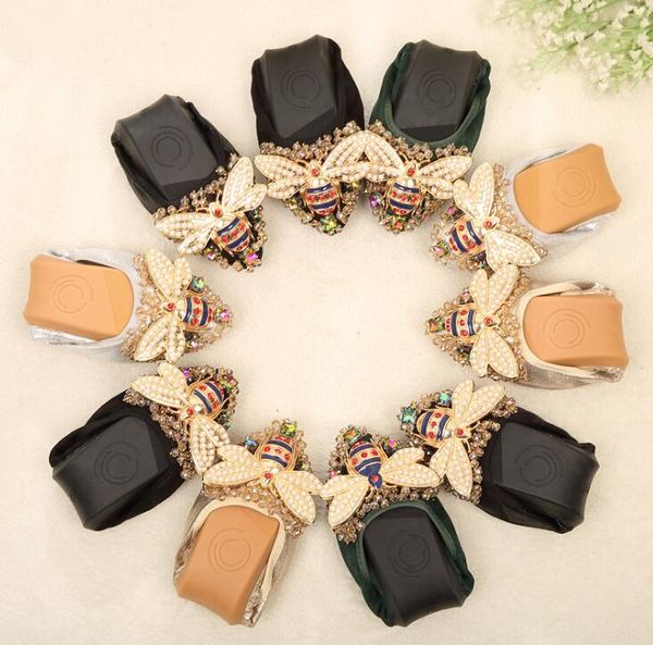 

xgravity bee designer crystal woman big size flat shoes elegant comfortable lady fashion rhinestone women soft girl shoes cu07, Black