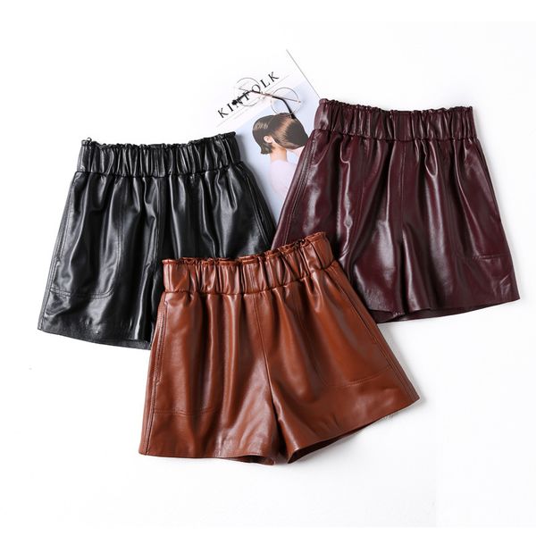 

high waist tight leather pants hip mini shorts women clothes 2019 fem me plus size fashion elastic running holiday black, White;black