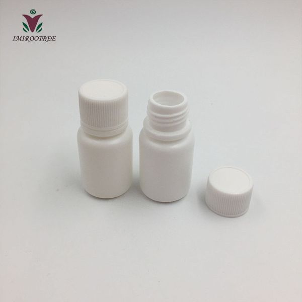 Spedizione gratuita 100 set 10g Flacone farmaceutico bianco per pillole, contenitore in plastica a bocca larga con tappo a vite e coperchio