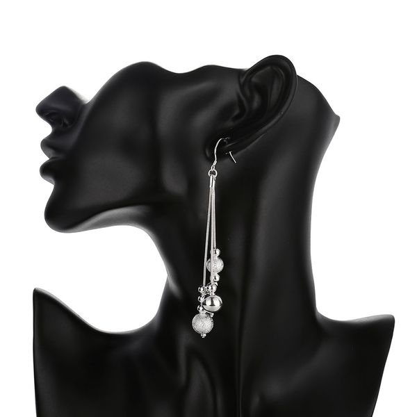 

brand new sterling silver plated three lines more beads earrings dfmse006,women's 925 silver dangle chandelier earrings 10 pairs a lot, Golden