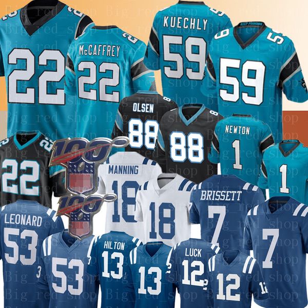 

carolina # panther 22 christian mccaffrey 59 luke kuechly jersey 7 jacoby brissett indianapolis 53 darius leonard colt t.y. hilton jerseys, Black;red