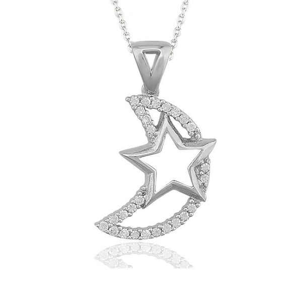 

925 sterling silver moon star women 's necklace