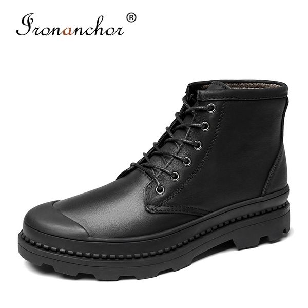

2019 winter men ankle boots natural cow leather warm handmade rubber luxury men winter shoes #yy81809, Black