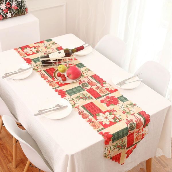 Christmas Dining Table Runners Mat Santa Claus Table Cloth Xmas