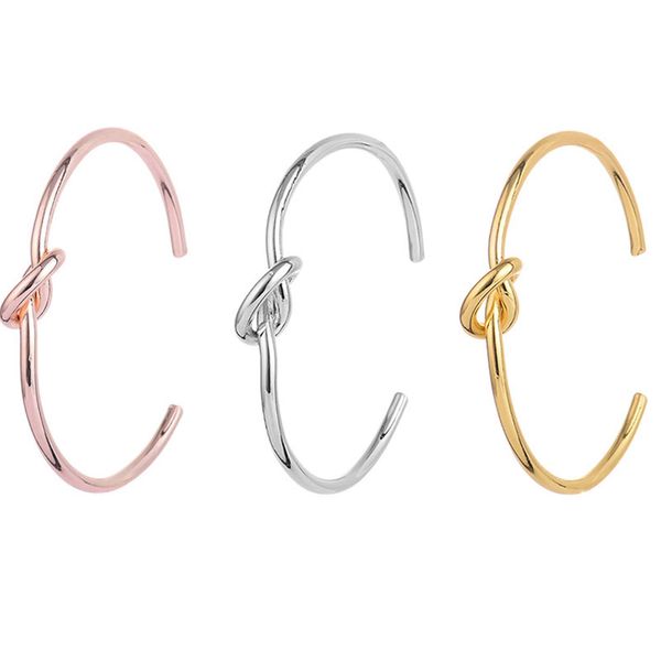 

adjustable knot copper bangle for women girls cuff open bracelets for friends gift ing, Black