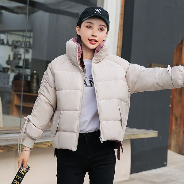 

causal new stand collar women winter jacket cotton padded warm thicken ladies short coats down parkas, Black