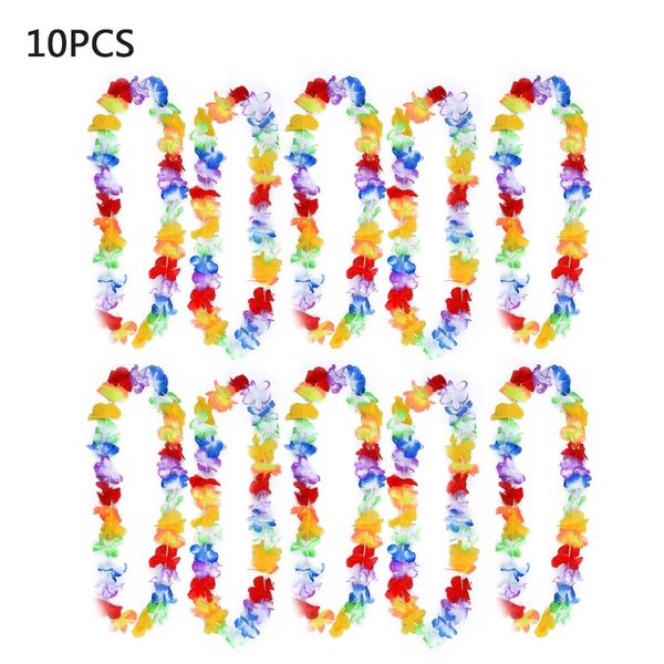 

10pcs hawaiian flower colorful necklace tropical beach luau party garland