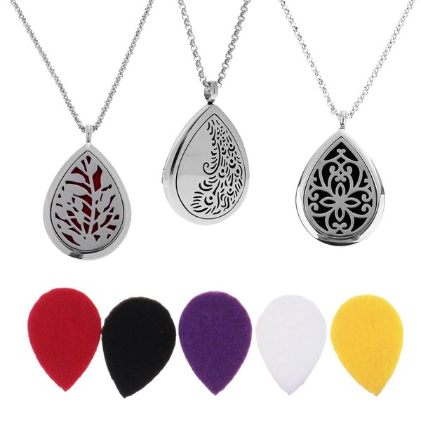 

3 pieces 316l stainless steel locket essential oil diffuser pendant hollow design elegant lady pendant necklace, Silver
