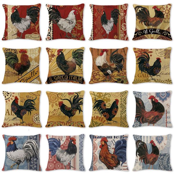 

cock cushion cover cool cutton linen couch car sofa bedroom home decorative 45x45cm throw pillow textile printed pillow case