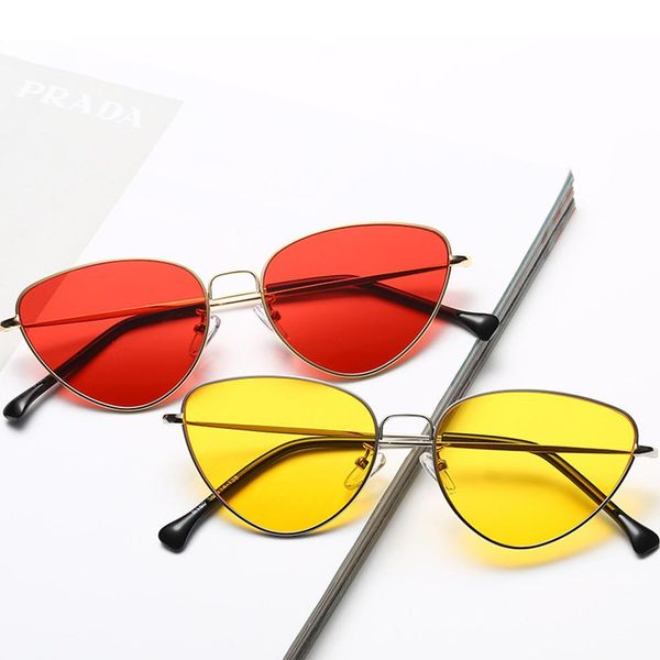 

missky women sunglasses fashion metal frame cat-eye shape sunglasses for summer, White;black