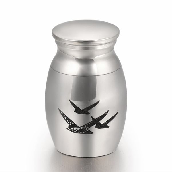 

iju013 stainless steel with swallow pattern silver jar keepsake funeral for ashes custom engraved cremation urn for pets human ashes
