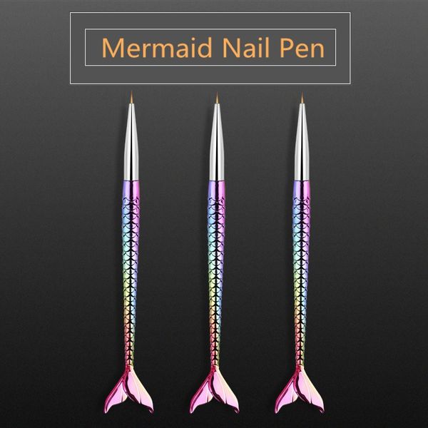 

3pcs/set mermaid nail art pen brush gel extension brush tips painting drawing manicure pen set nail beauty tools hhaa155, Yellow