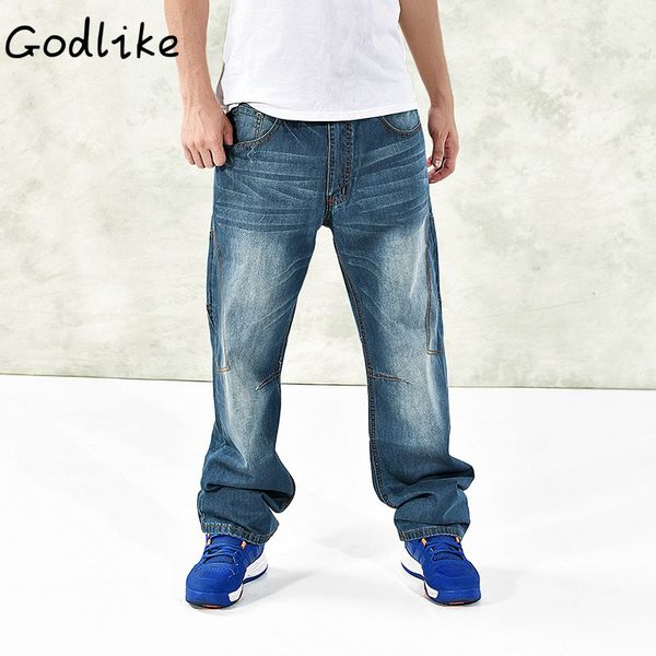 

godlike 20017 male autumn and winter's new baggy and fat-looking jeans/men's fashion leisure jeans/men size denim pants, Blue