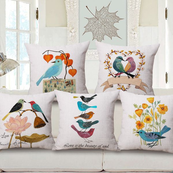

continuous system countryside cotton pillow painting of flowers and birds in traditional chinese style lovers cushion set sofa back cushion
