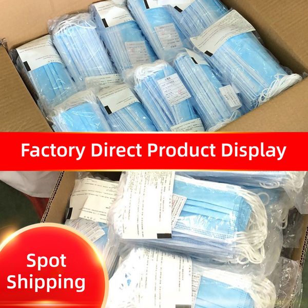 

50 шт. / упак. готовый запас одноразовая защитная маска гражданские маски висячие ухо дышащий пылезащитный анти-дым нетканые трехслойные сгу