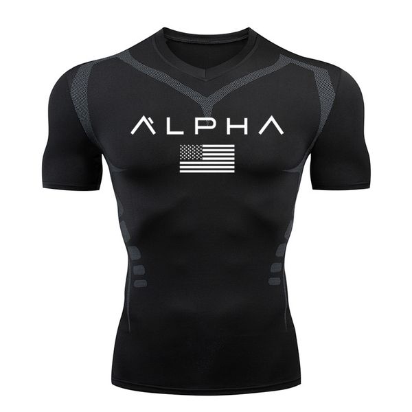 

rashguard short t shirt men gym fitness running shirts breathable t-shirts male quick dry elastic tight sport tees, Black;blue