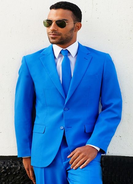 

popular royal blue men wedding tuxedos notch lapel twpo button groom tuxedos formal prom/dinner excellent men blazer suit(jacket+pants+tie), Black;gray