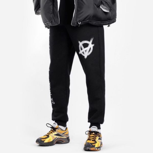 

european and american trousers vetemt casual trousers vtm alphabet graffiti slogan printed sweatpants, Black