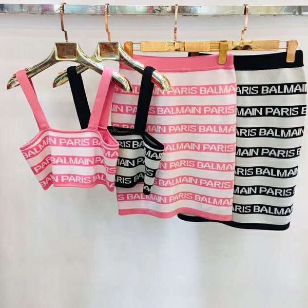 

designer dresses women fashion two piece sets striped knitted dress womens luxury flexibility dresses, White