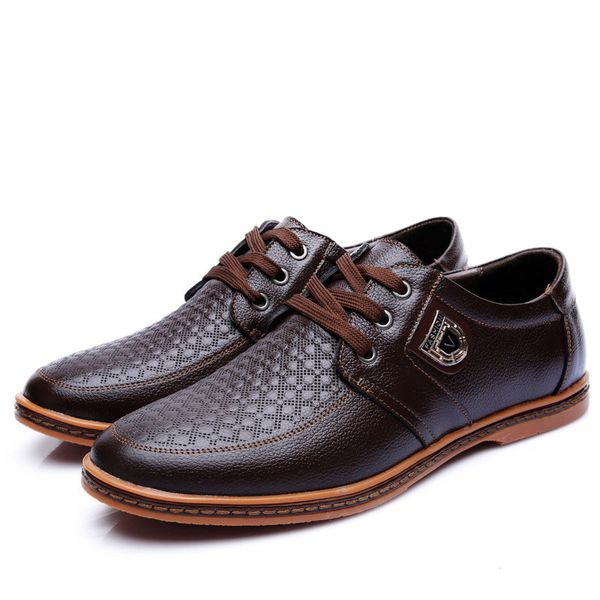 

new men's leather casual shoes autumn brand shoes men flat moccasins male chaussure home, Black
