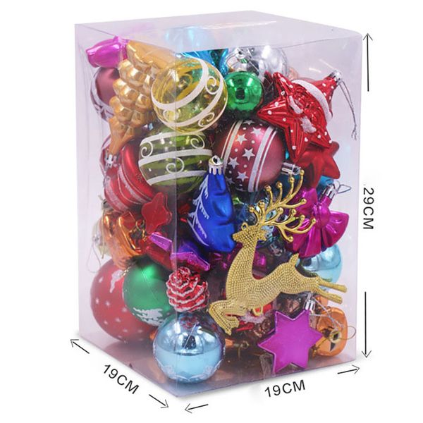 

60-70pcs/set christmas tree creative decorations balls boxes of christmas snowflakes and packages ornament decorative ornaments