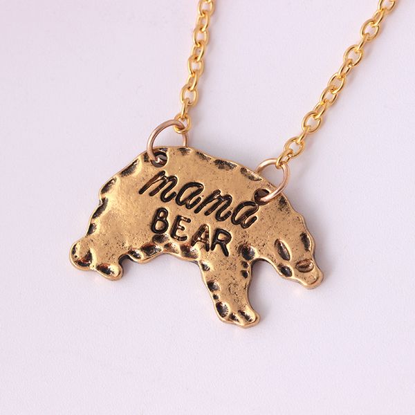 

rongqing 12pcs/lot jewelry mama bear necklace wholesale alphabet name necklace 2019 animal, Silver