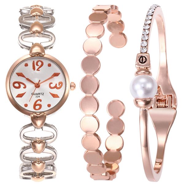 

new 2018 zinc alloy bracelet watch set for women rhinestone steel strip watch set drop shipping new jewelry and watches, Slivery;brown