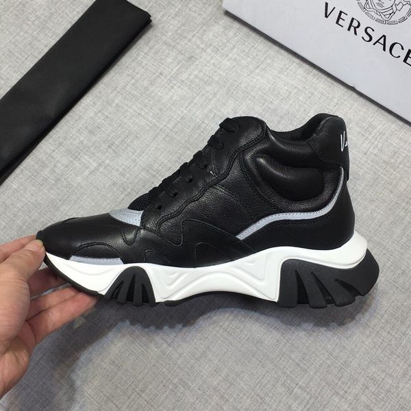 

new style high-end luxury men's casual basketball sneakers fashion design brand platform men's shoes classic vintage medusa patter, Black