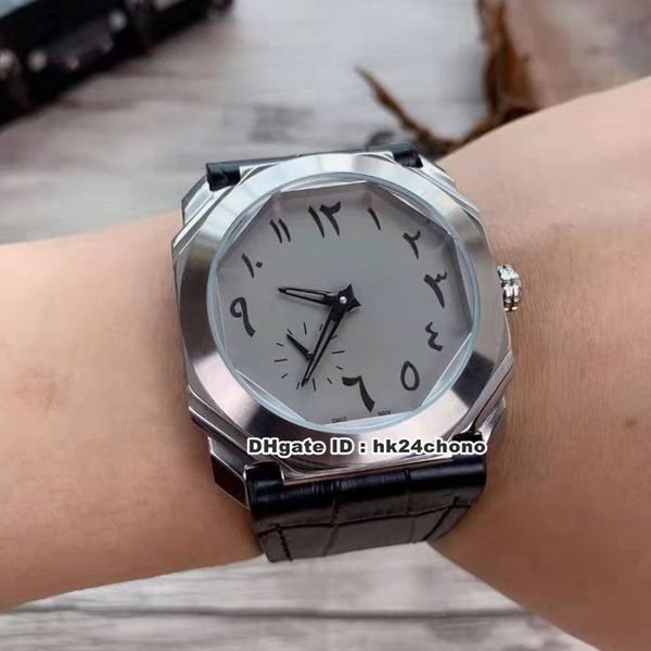 

2 style octo finissimo stainless steel automatic mens watch 103035 arabic gray dial leather strap gents sport watches, Slivery;brown