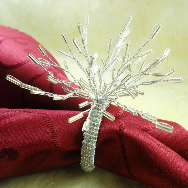 

white branch napkin ring glass beaded, wholesale napkin holder