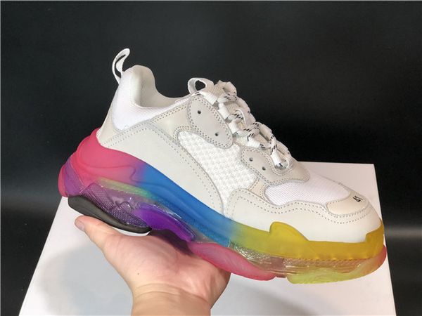 

designer fashion triple s casual shoes men green triple s sneaker women leather low lace-up casual flat shoes clear sole c13, Black