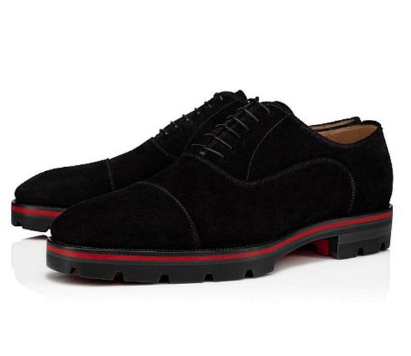 

luxury gentleman designer party wedding red bottom hubertus oxford walking rubber lug sole men's red sole loafers shoes, Black