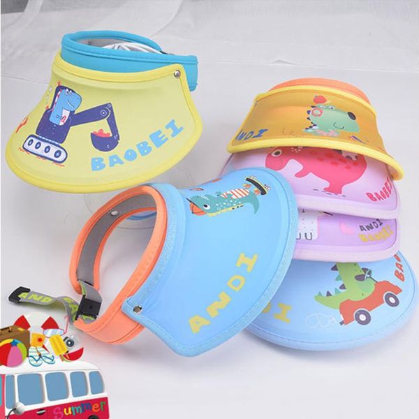 

kids boys uv sun shade cap summer hat for girl toddler air cap children's big brim cartoon visor beach 2-12 old, Yellow