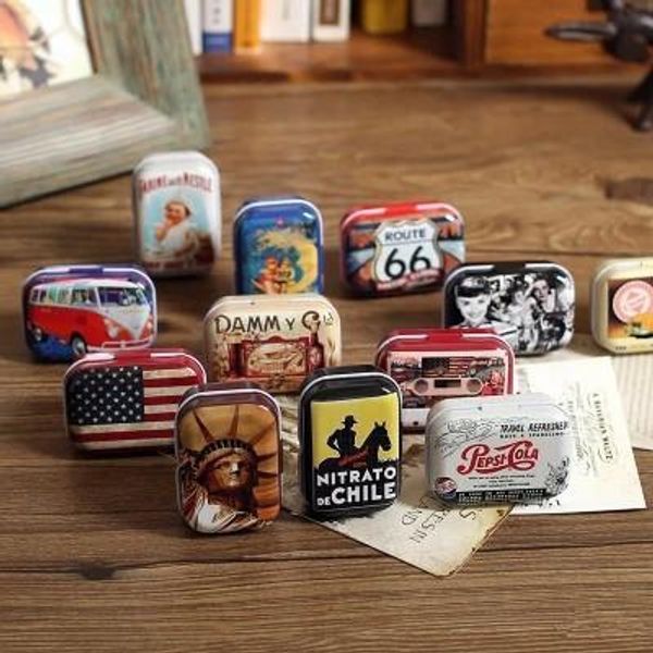 

american style mini tin box zakka vintage small metal tins storage box organizer random style