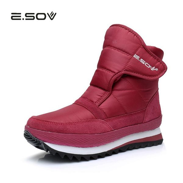 

esov women's ankle boots 2018 winter waterproof non-slip short plush warm snow boot ankle boots for women flat black red shoes