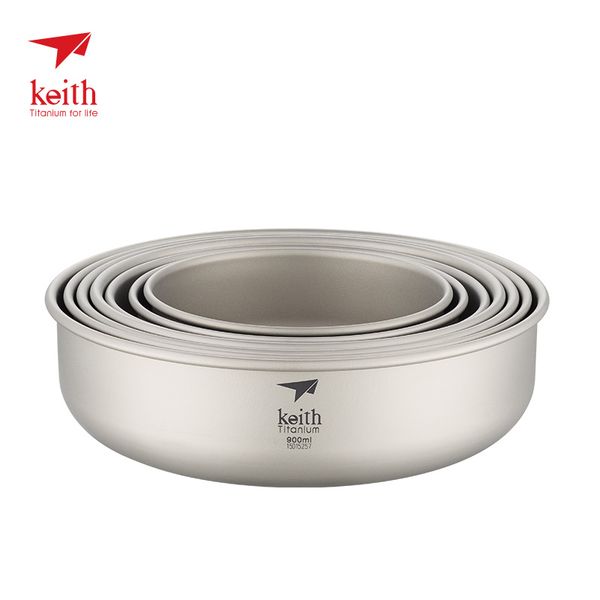 

keith outdoor titanium bowl camping bowl pan pot tableware cookware 300ml-900ml ti5332/ti5338