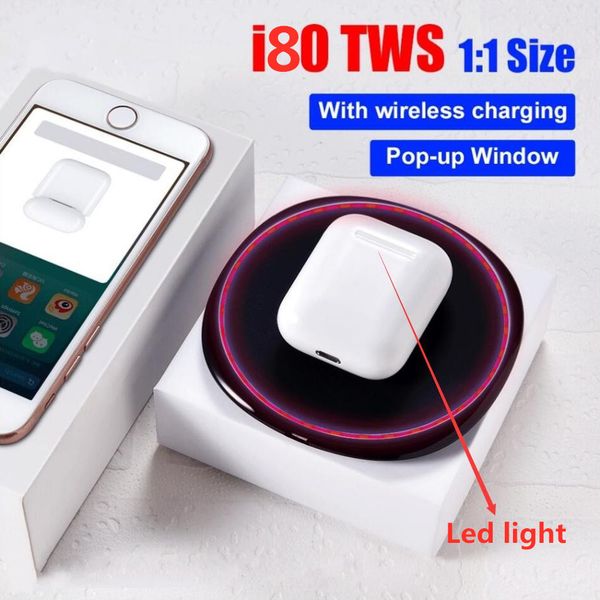 

I80 tw earbud pop up 1to1 wirele earphone qi wirele charger bluetooth 5 0 earphone ba earbud pk i20 i30 i60