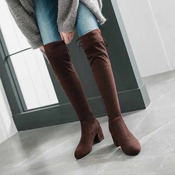 

big size 11 12 13 14 15 16 17 europeans and americans with round head, thick heel, high heel, long barrel and thin boots, Black